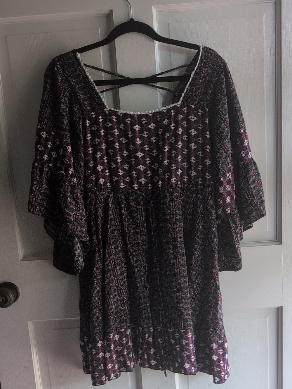 Umgee Boho Tunic Top in Plum and Pink